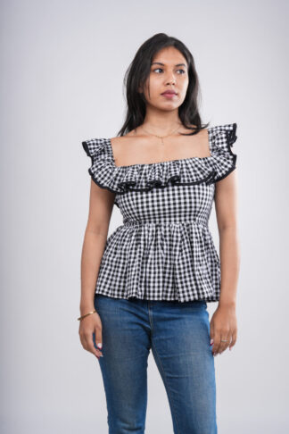 Charlotte Gingham Ruffle Top