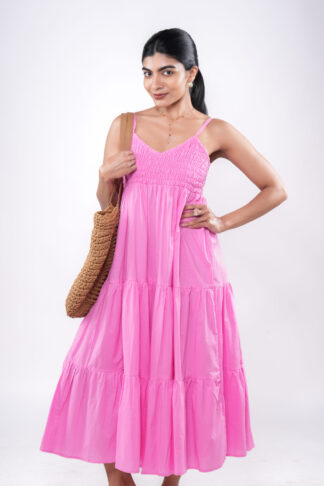 Sophia Pink Smocked Tier Dress