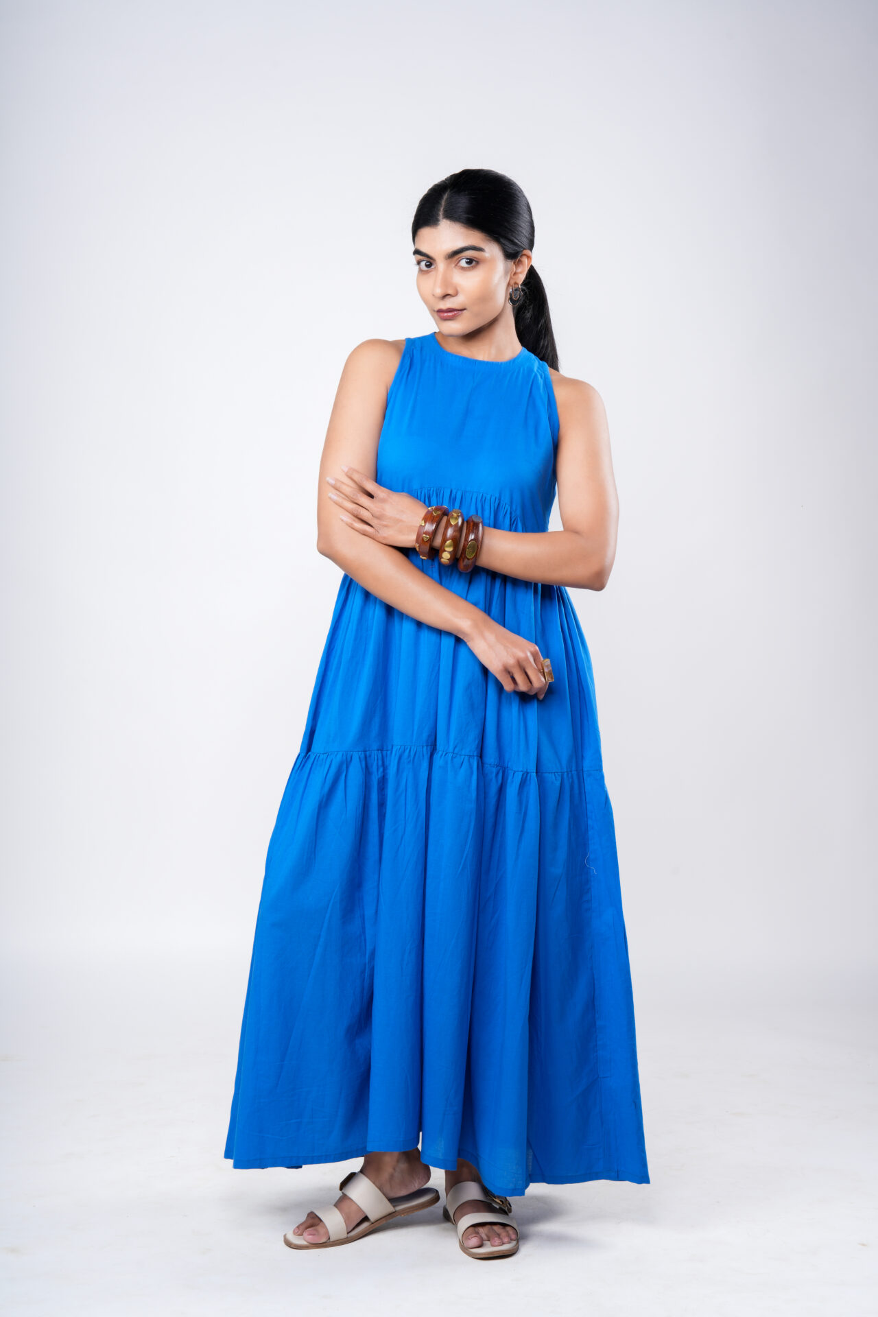 Luna – Blue Tier Maxi Dress - Image 2