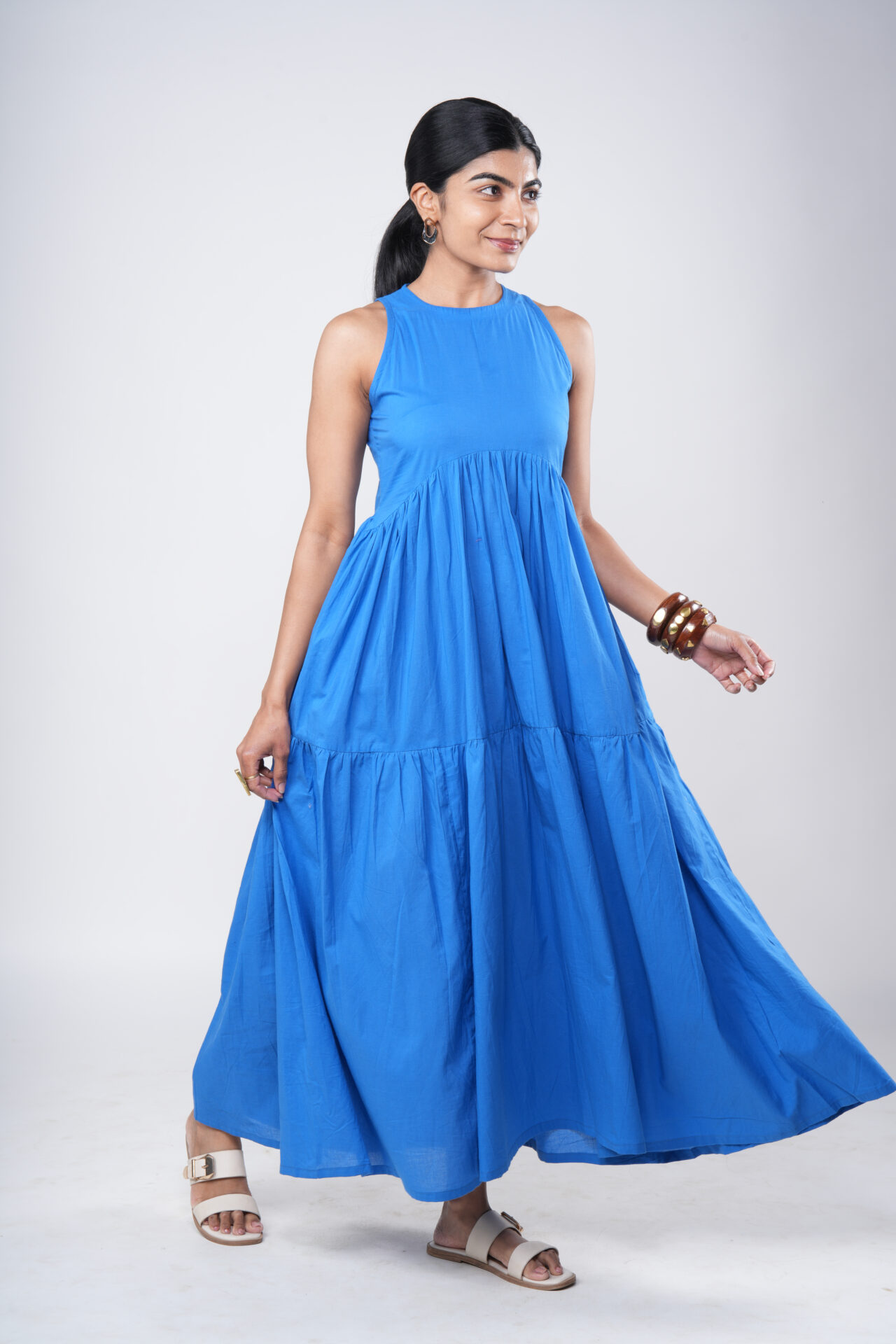 Luna – Blue Tier Maxi Dress - Image 4