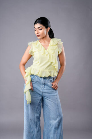 Belle Yellow Ruffle Georgette Top