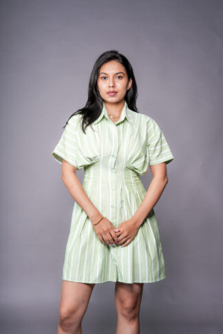 Tia – Green Structured Shirt Dress